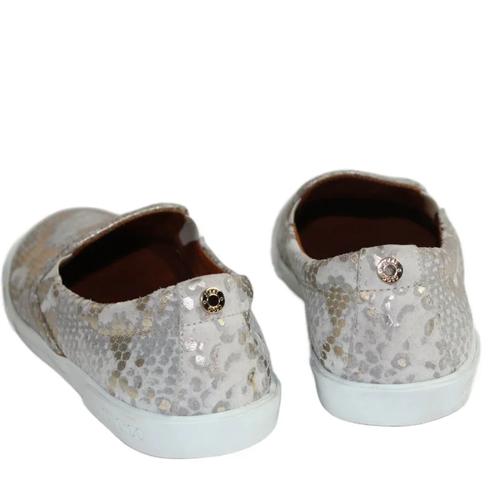 Jimmy Choo Demi Metallic Snakeskin Textured Suede Slip-On Size 36.5 (US 6.5)